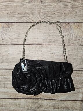 Dollhouse y2k black rose chain formal clutch shoulder bag